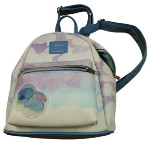 Disney Loungefly Mini Backpack Stitch Clouds Pastel Purple Blue